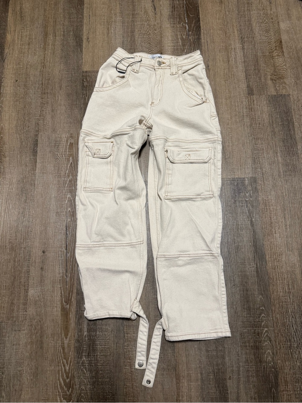 Fashion Nova Cream Cargo Pants with Utility Pockets